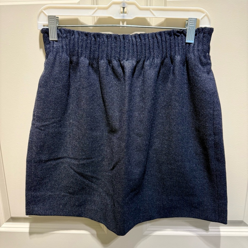 NWT J. Crew Women's Herringbone Pattered Lined Wool Skirt Size 2 Navy Gray